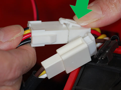 White 2x3 dashboard connector - close up