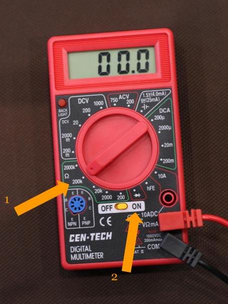 Ohms setting on meter